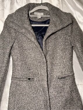 H&M Womens Grey Wool Blend Zipper Front Long Sleeves Jacket Coat, Size 2